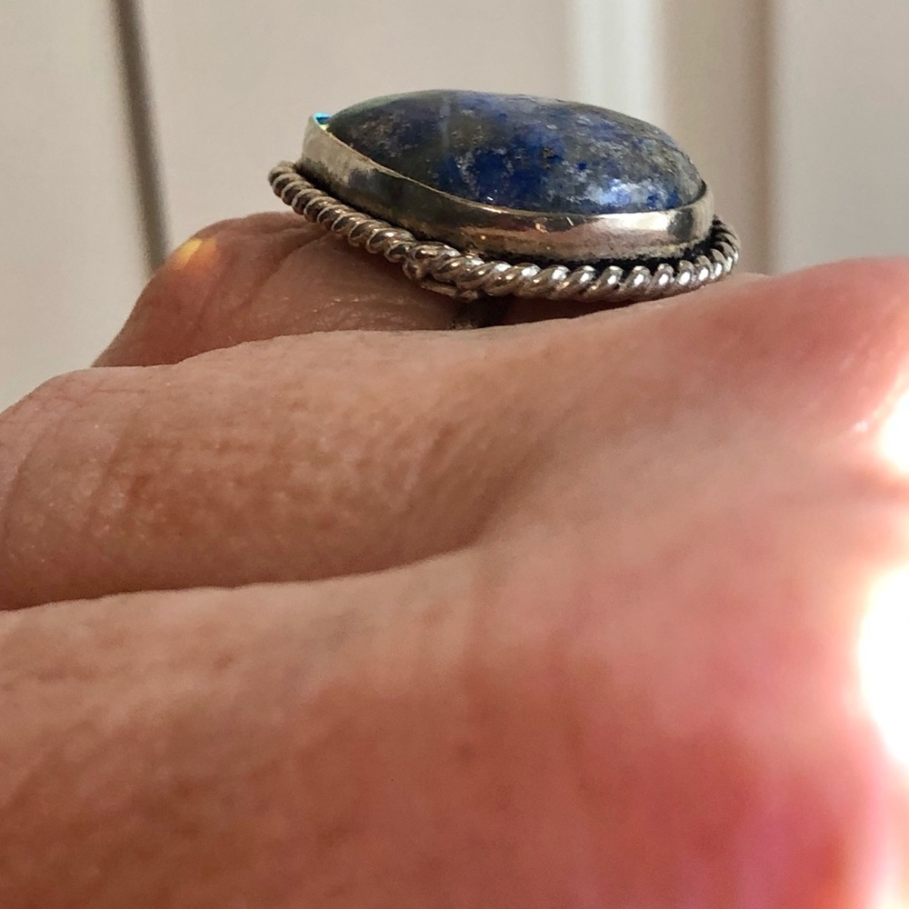 Size 7 Tear Drop Sodalite Stone and SterlingSilver - Picture 5 of 10
